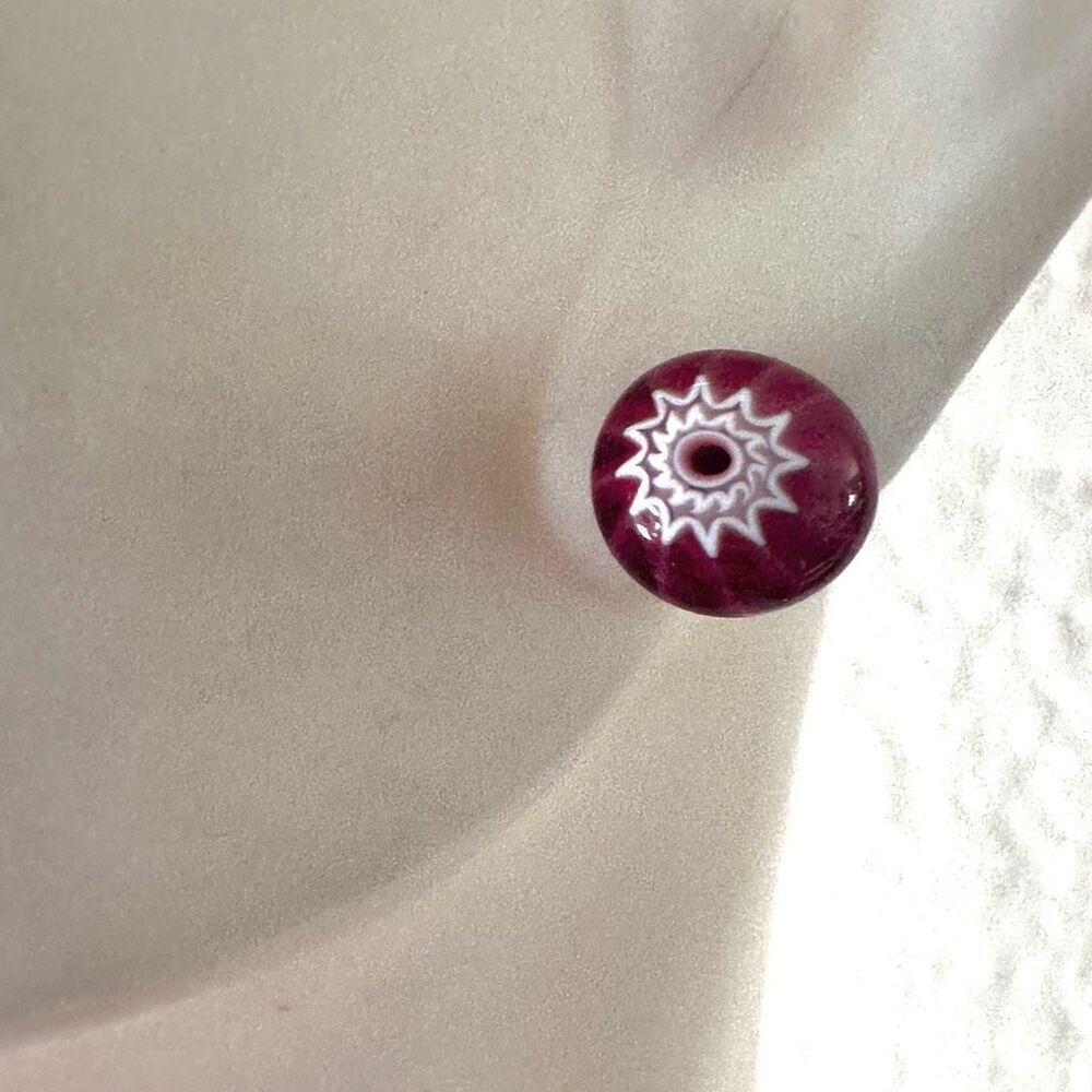Pink floral millefiori post earrings